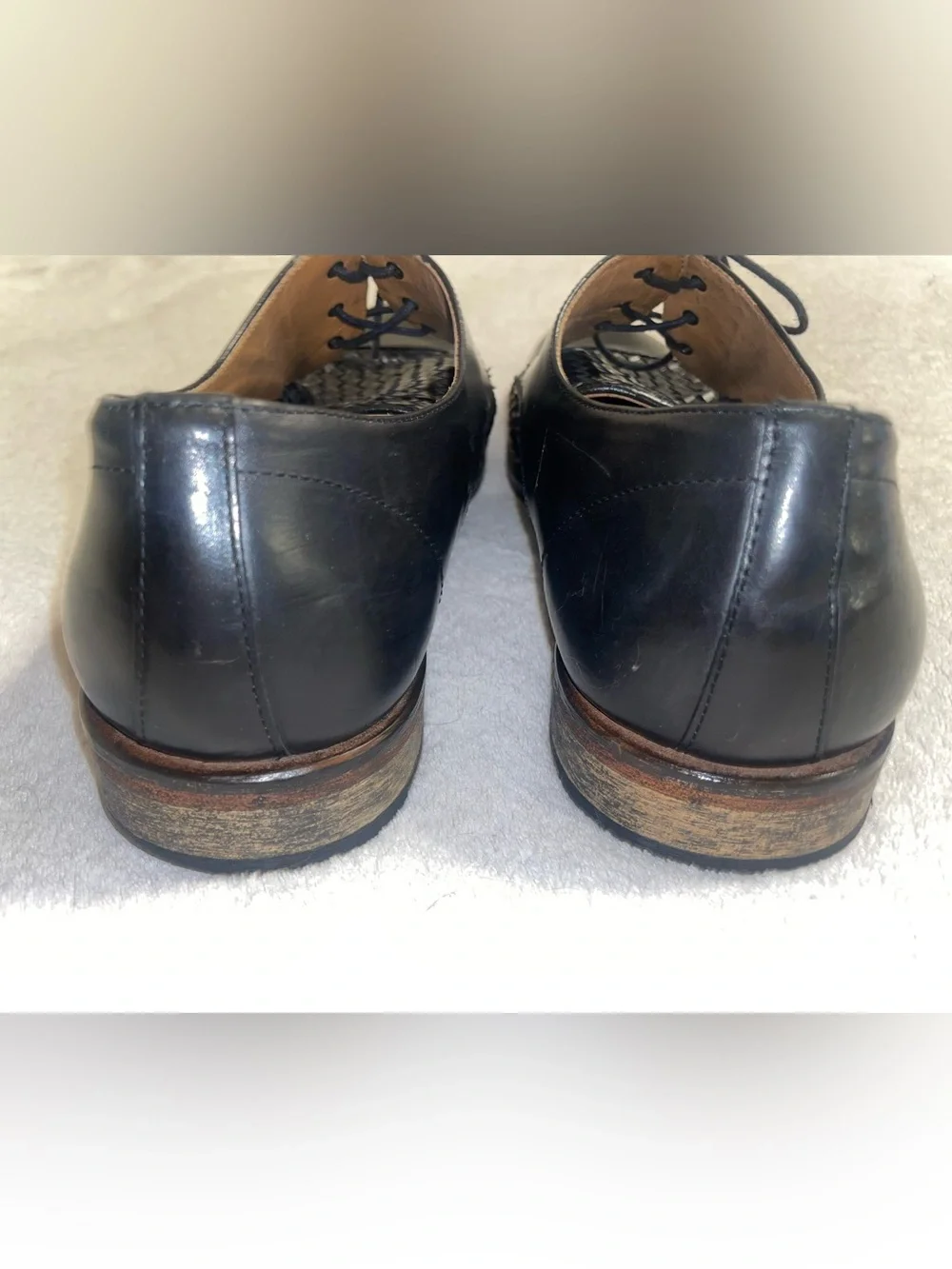 Taft Men's Lucca Black Woven Cap-Toe Derby Oxford Dress Shoes